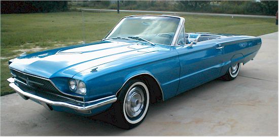 1966 Ford Thunderbird, Front-quarter view of a convertible, exterior