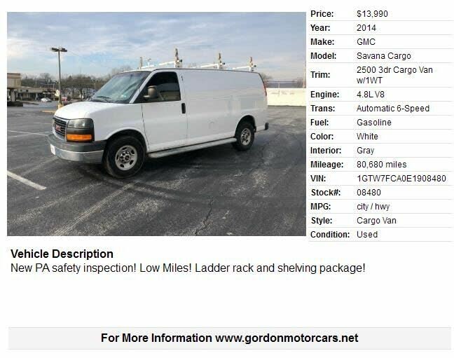 used gmc cargo vans for sale near me