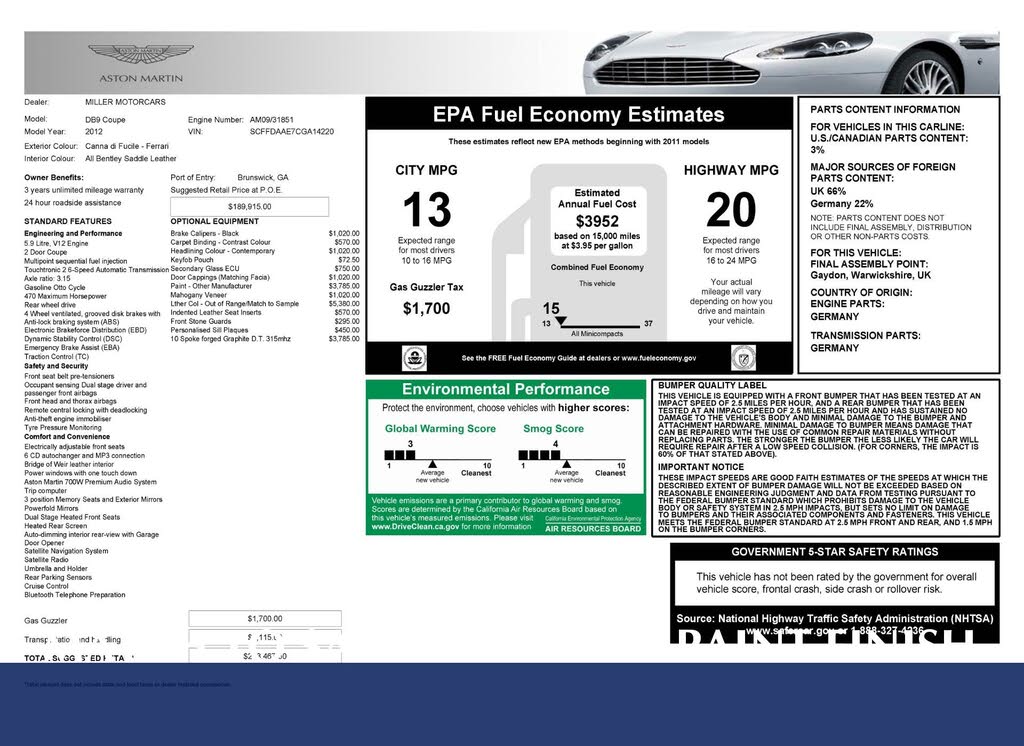 2012 Aston Martin DB9 for Sale in New York, NY - CarGurus