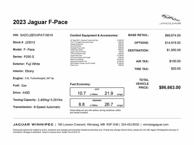 Jaguar F-PACE P250 S AWD 2023