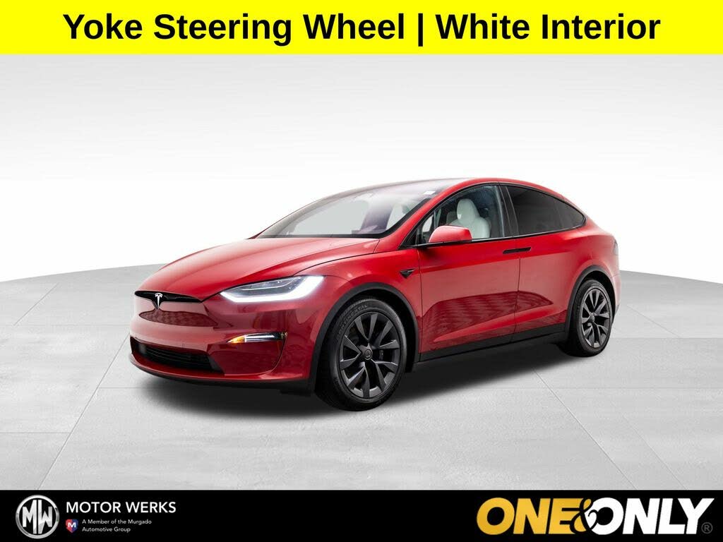 White tesla model x with red interior hot sale