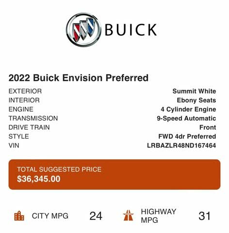 2022 Buick Envision Preferred FWD