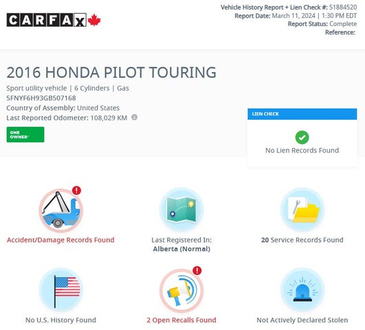 Honda Pilot Touring AWD 2016