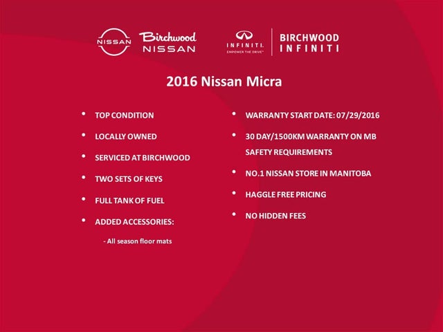 2016 Nissan Micra SV FWD