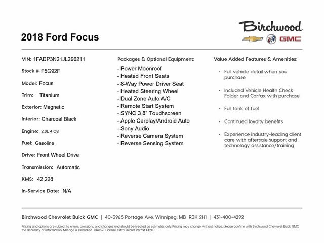 Ford Focus Titanium Hatchback 2018
