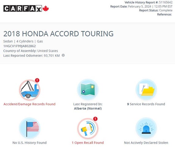 2018 Honda Accord 1.5T Touring FWD