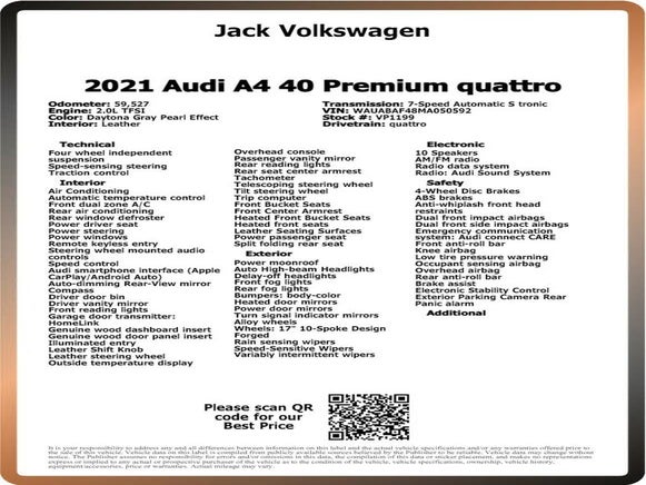 2021 Audi A4 quattro Premium 40 TFSI AWD