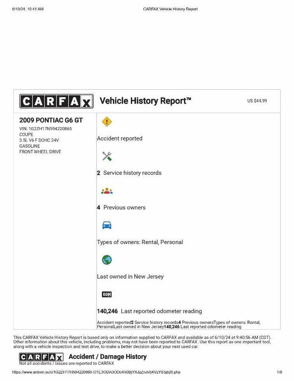 2009 Pontiac G6 GT Coupe