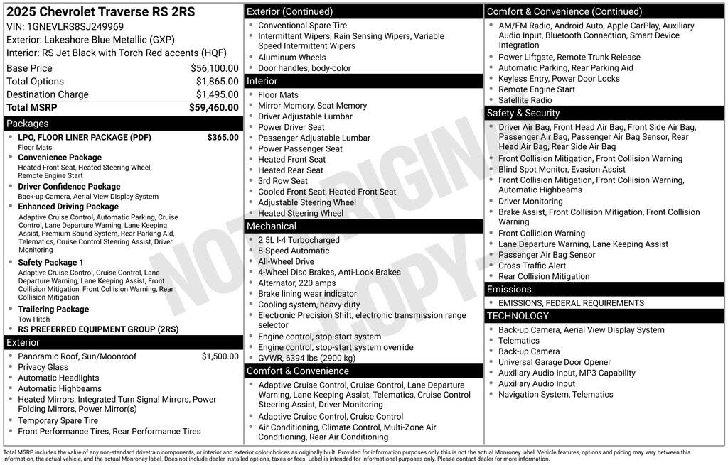 2025 Chevrolet Traverse RS AWD