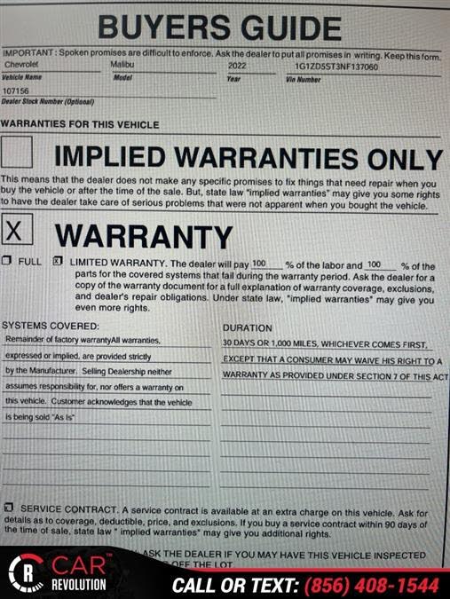 2022 Chevrolet Malibu LT FWD