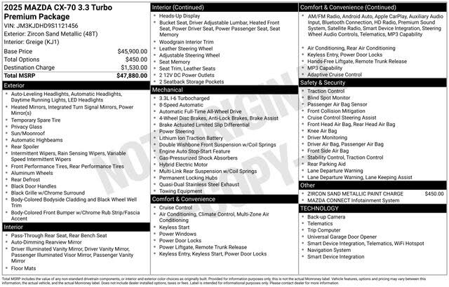2025 Mazda CX-70 3.3 Turbo Premium AWD