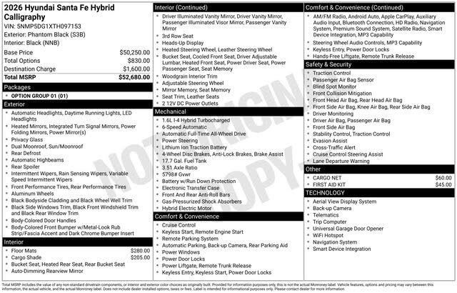 2026 Hyundai Santa Fe Hybrid Calligraphy AWD