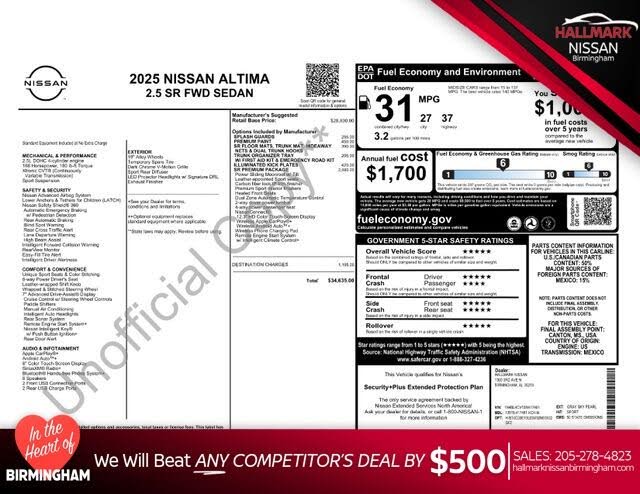 2025 Nissan Altima 2.5 SR FWD