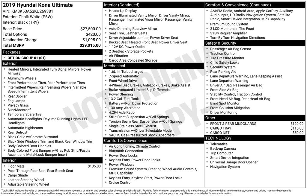 2019 Hyundai Kona Ultimate FWD