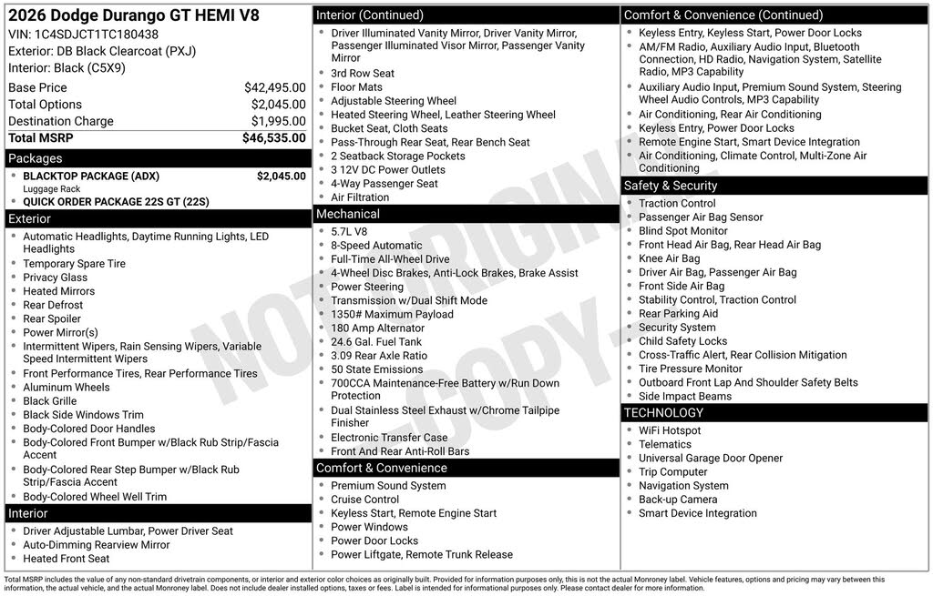 2026 Dodge Durango GT HEMI AWD