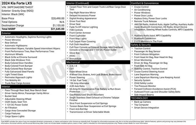 2024 Kia Forte LXS FWD