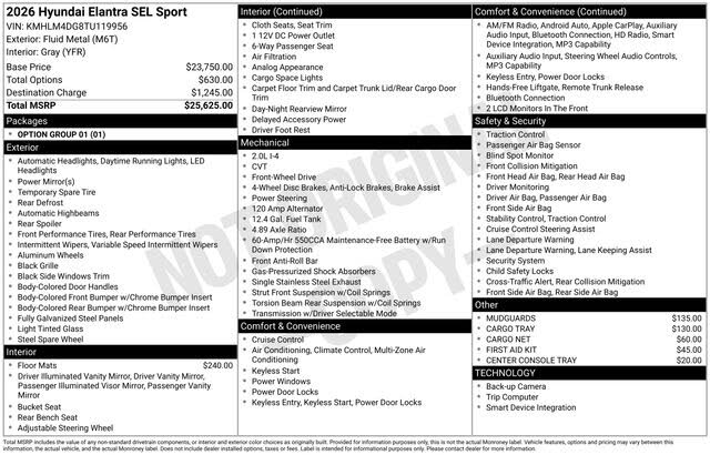 2026 Hyundai Elantra SEL Sport FWD