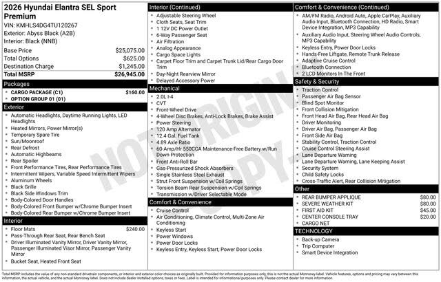 2026 Hyundai Elantra SEL Sport Premium FWD