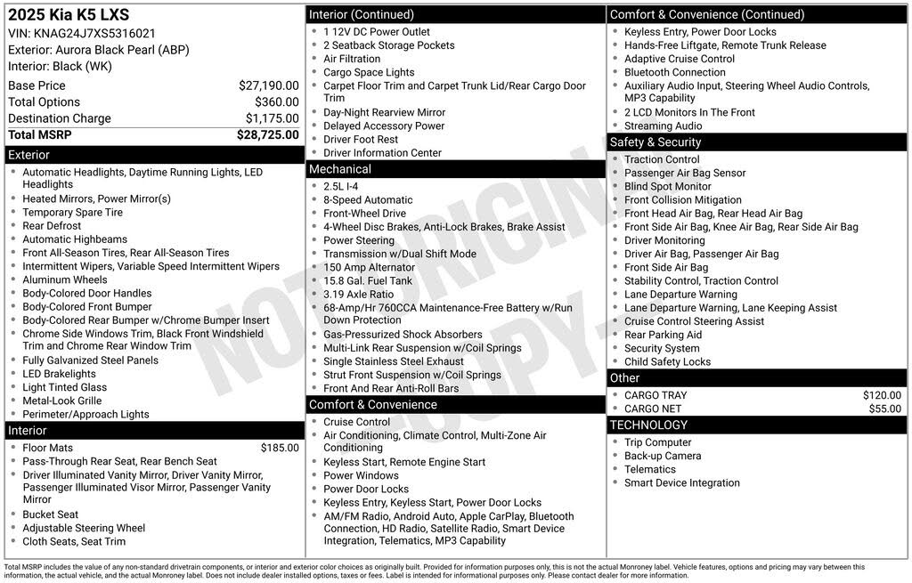 2025 Kia K5 LXS FWD
