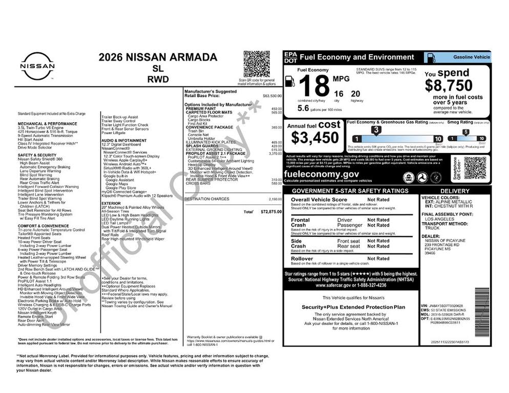 2026 Nissan Armada SL RWD