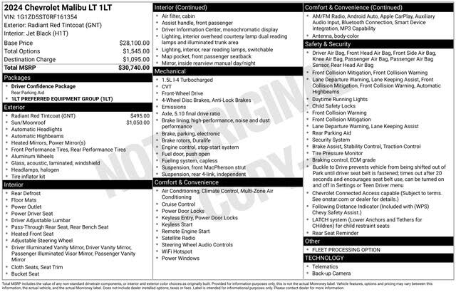 2024 Chevrolet Malibu LT with 1LT FWD