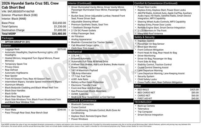 2026 Hyundai Santa Cruz SEL Crew Cab AWD
