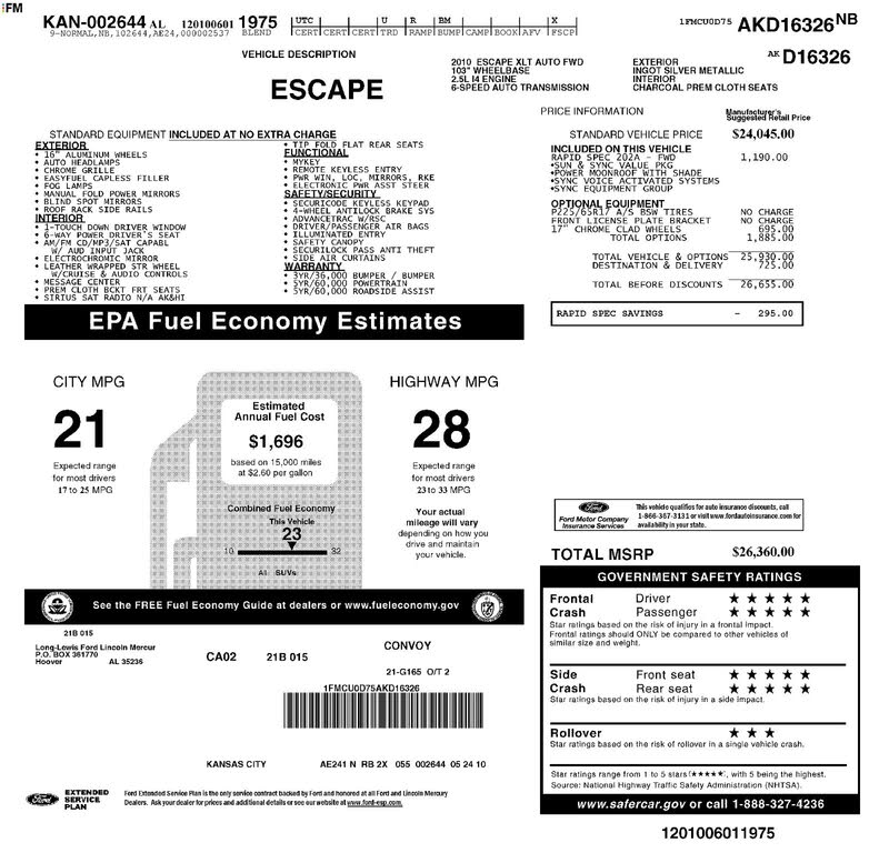 2010 Ford Escape XLT FWD