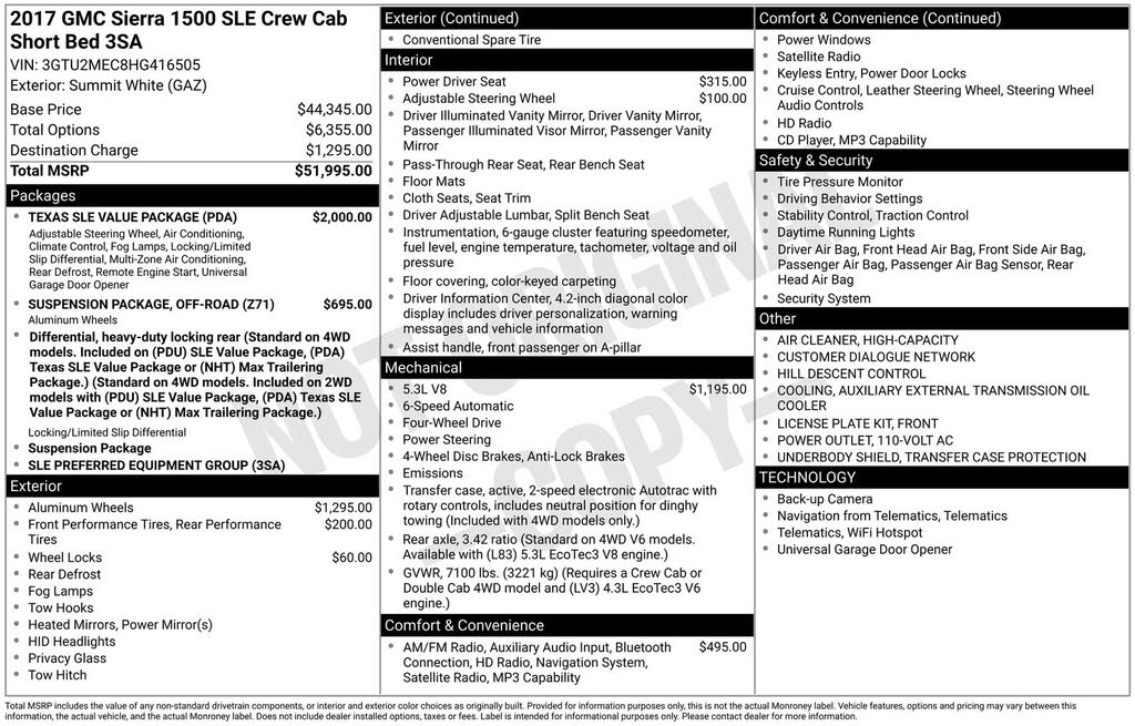 2017 GMC Sierra 1500 SLE Crew Cab 4WD