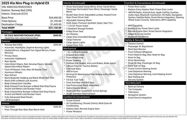 2025 Kia Niro Hybrid Plug-In EX FWD