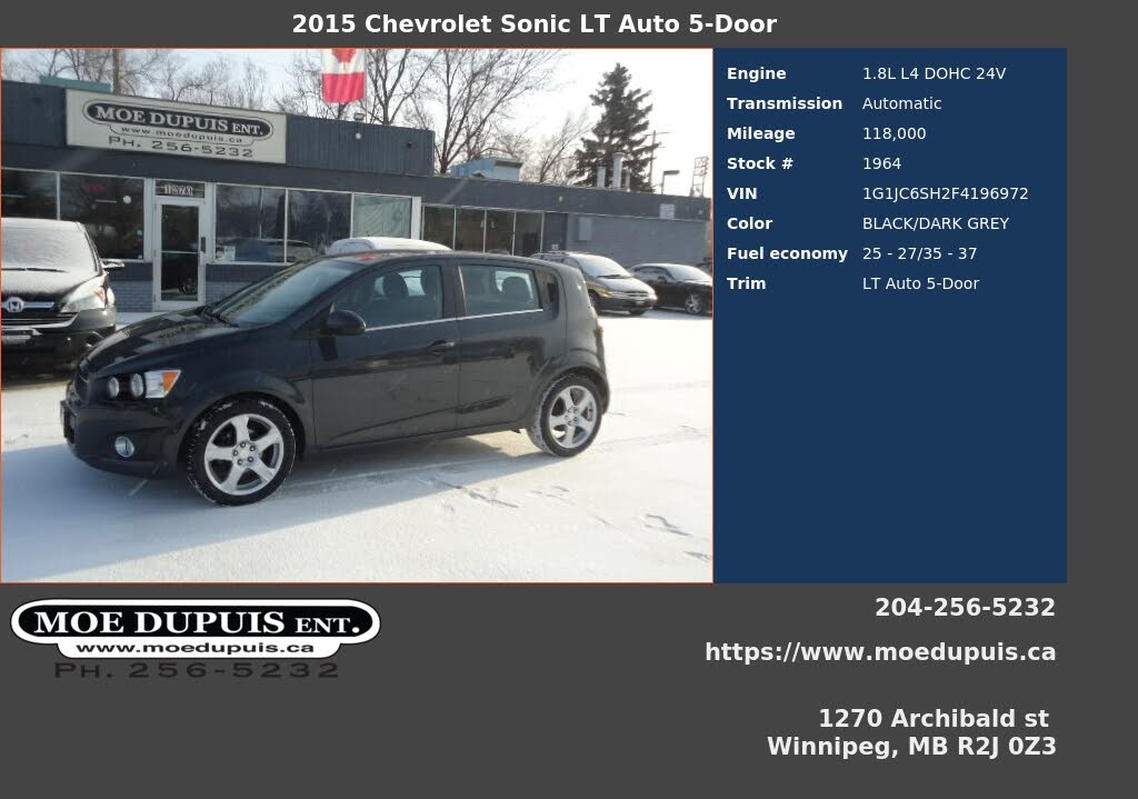 Chevrolet Sonic LT Hatchback FWD 2015