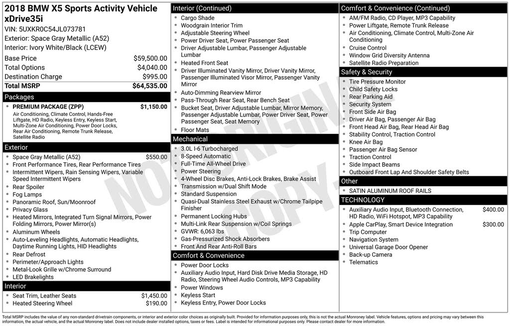 2018 BMW X5 xDrive35i AWD