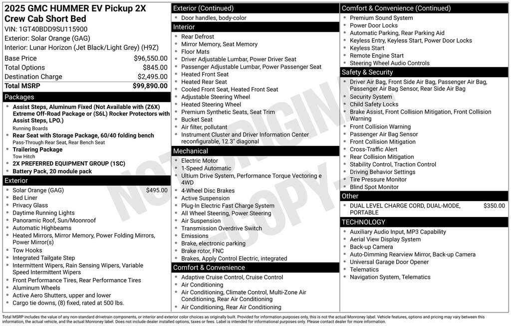 2025 GMC Hummer EV Pickup 2X Crew Cab AWD