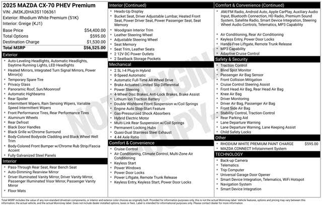 2025 Mazda CX-70 PHEV Premium AWD