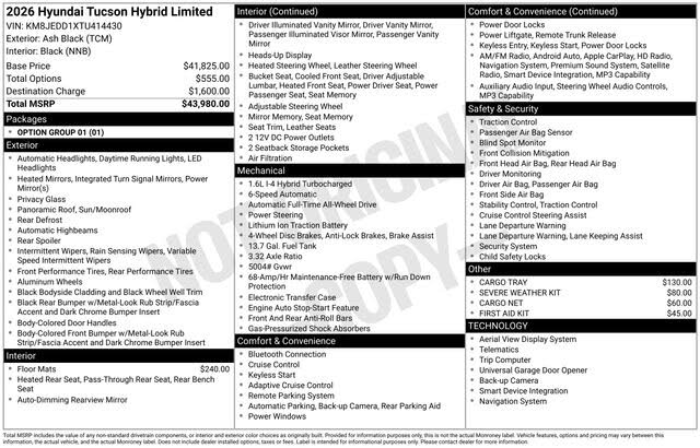 2026 Hyundai Tucson Hybrid Limited AWD