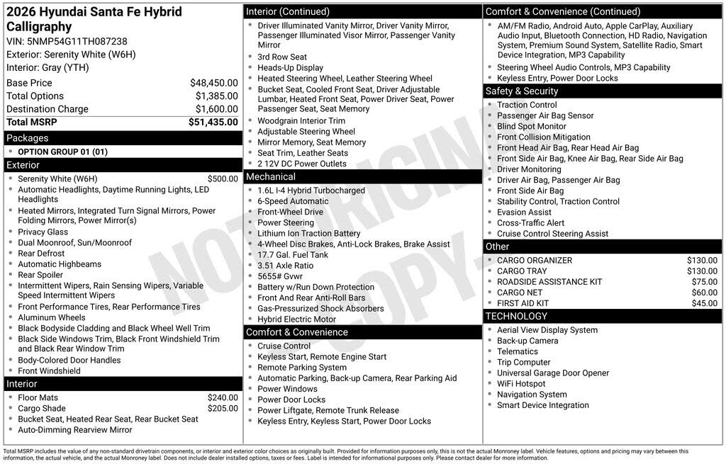 2026 Hyundai Santa Fe Hybrid Calligraphy FWD