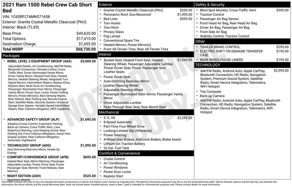 2021 RAM 1500 Rebel Crew Cab 4WD