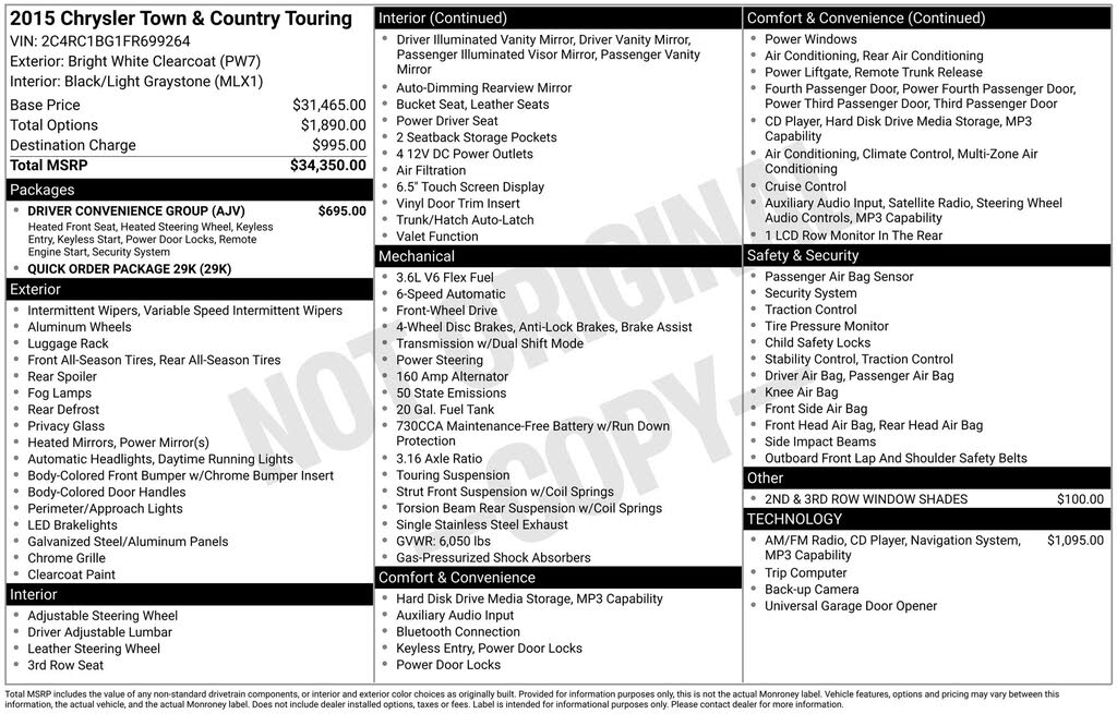 2015 Chrysler Town & Country Touring FWD
