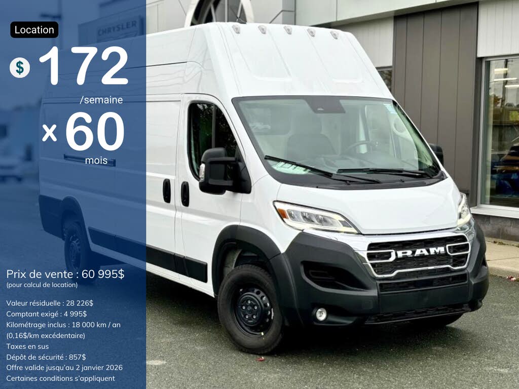 2025 RAM ProMaster 3500 SLT 159 Super High Roof Extended Cargo Van FWD