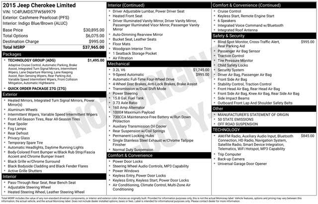 2015 Jeep Cherokee Limited 4WD