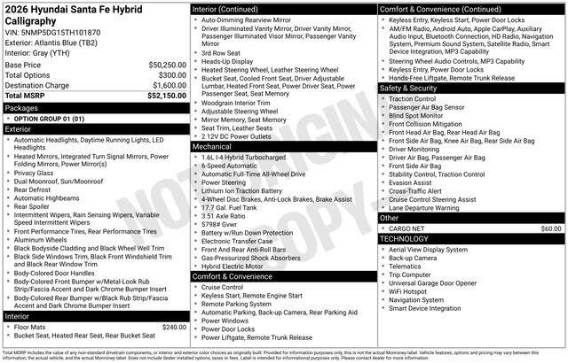 2026 Hyundai Santa Fe Hybrid Calligraphy AWD