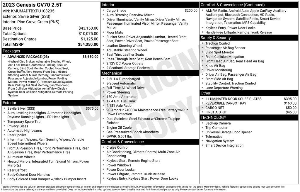 2023 Genesis GV70 2.5T AWD