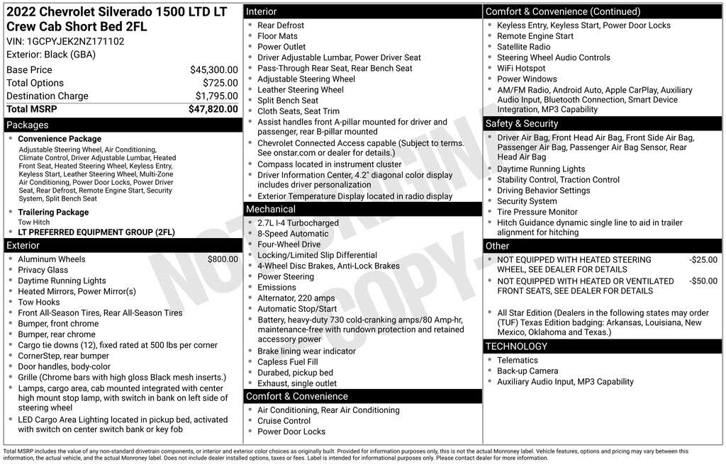 2022 Chevrolet Silverado 1500 LT Crew Cab 4WD