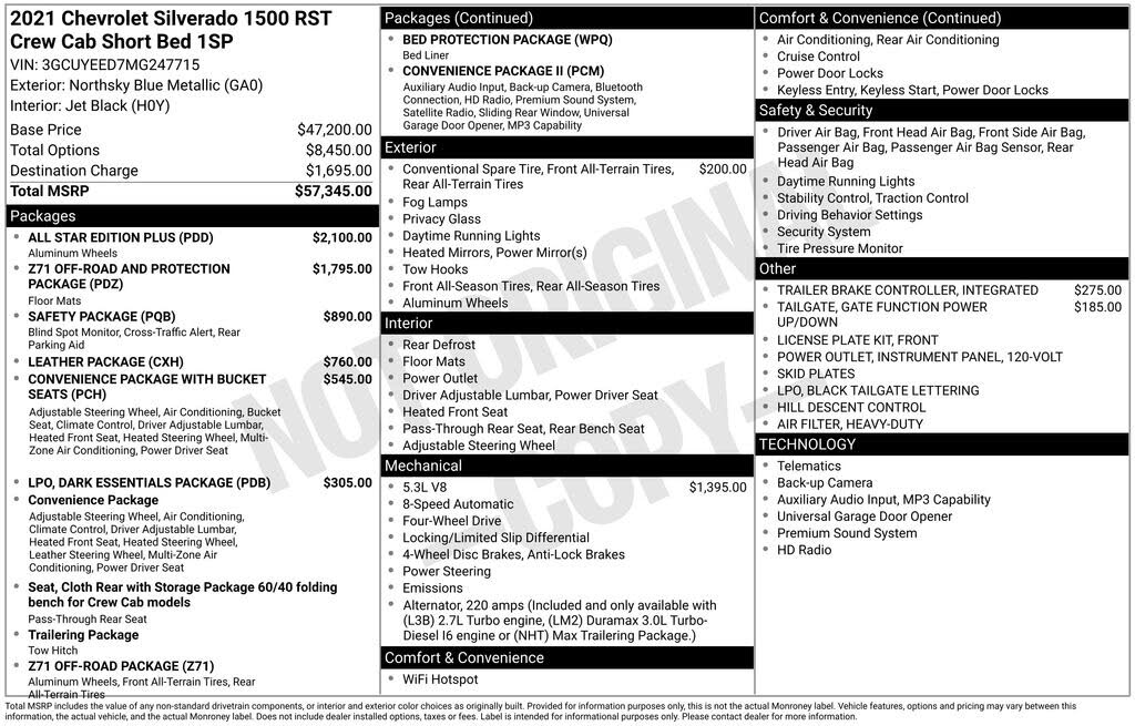 2021 Chevrolet Silverado 1500 RST Crew Cab 4WD