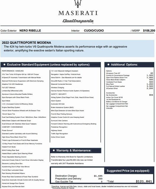 2022 Maserati Quattroporte Modena RWD