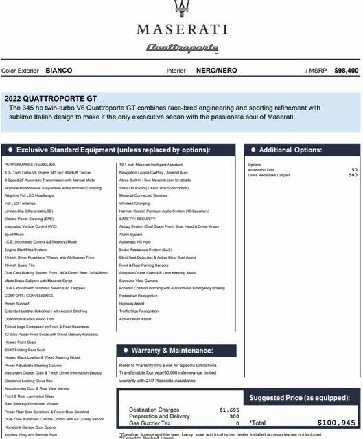 2022 Maserati Quattroporte GT RWD