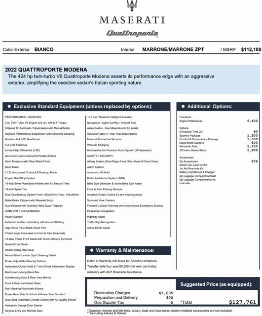 2022 Maserati Quattroporte Modena RWD