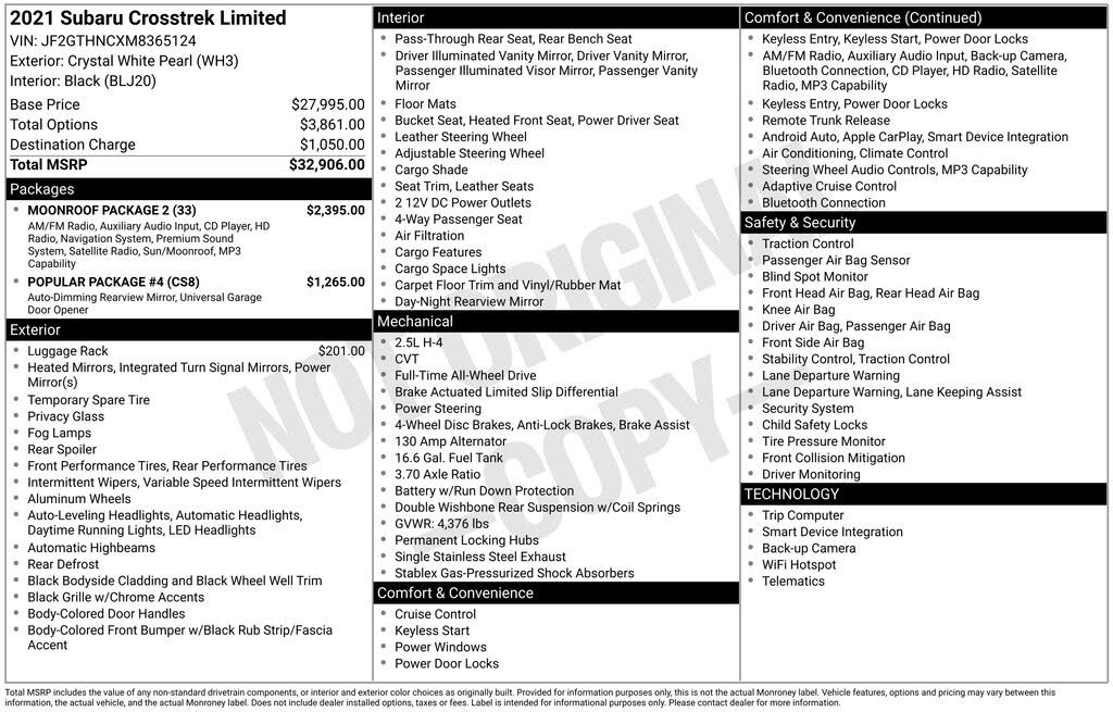 2021 Subaru Crosstrek Limited AWD