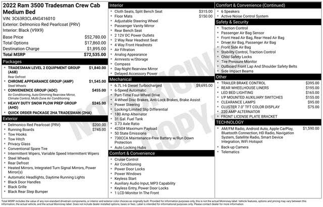 2022 RAM 3500 Tradesman Crew Cab 4WD
