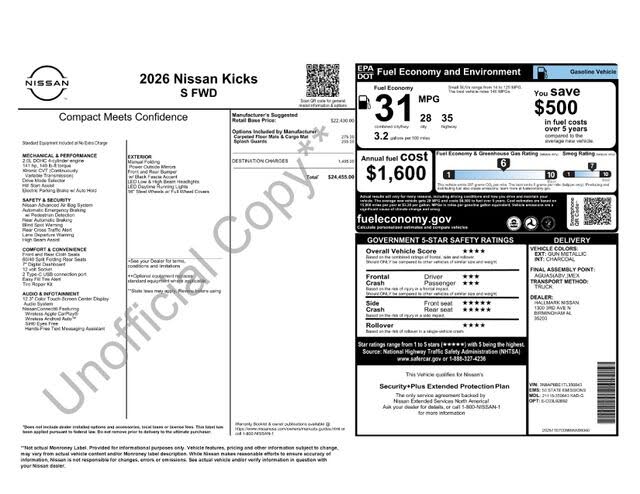 2026 Nissan Kicks S FWD