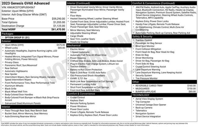 2023 Genesis GV60 Advanced AWD